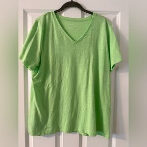 Talbots | Lime Green V Neck Short Sleeve Top | Size XL